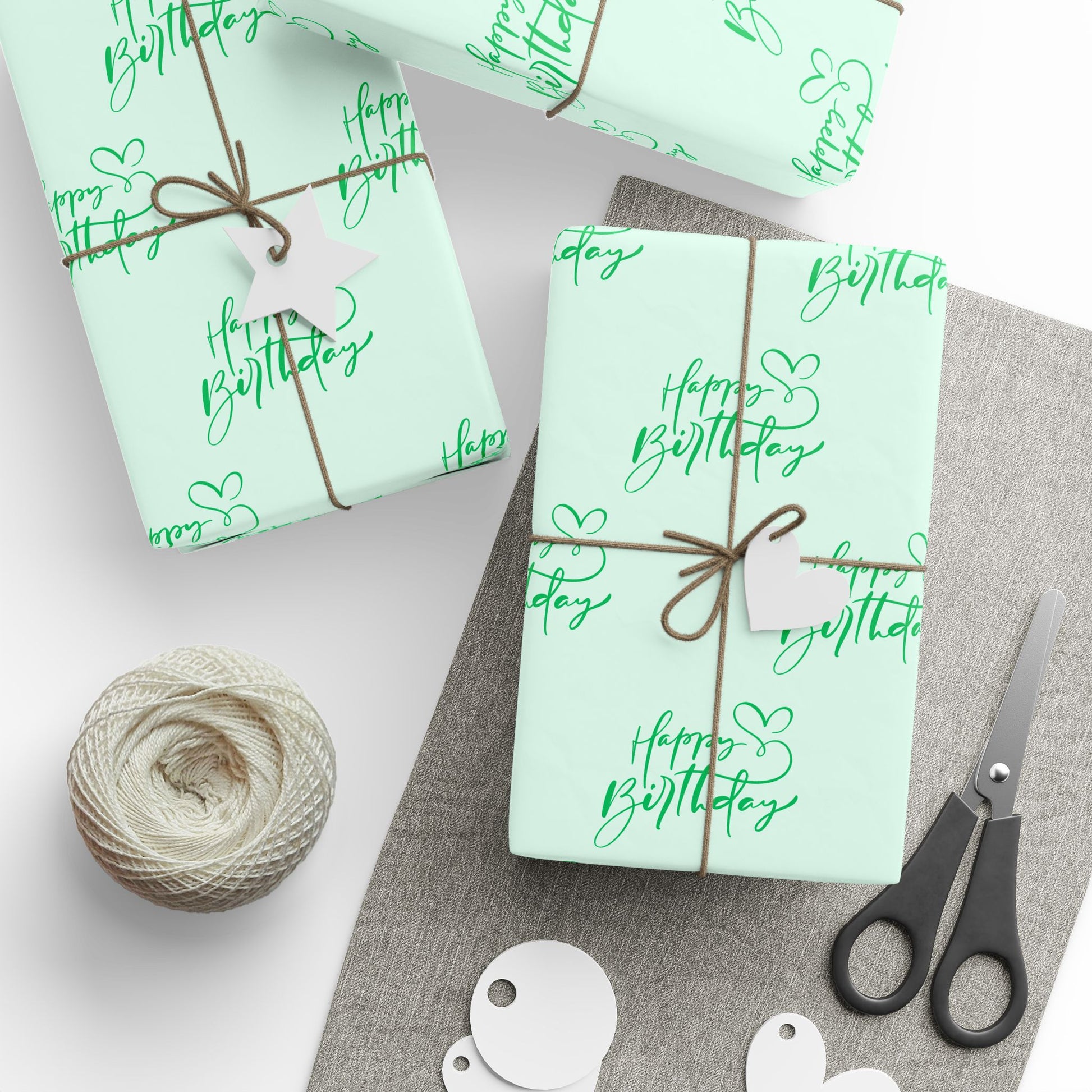 Whimsical Green Happy Birthday Wrapping Paper