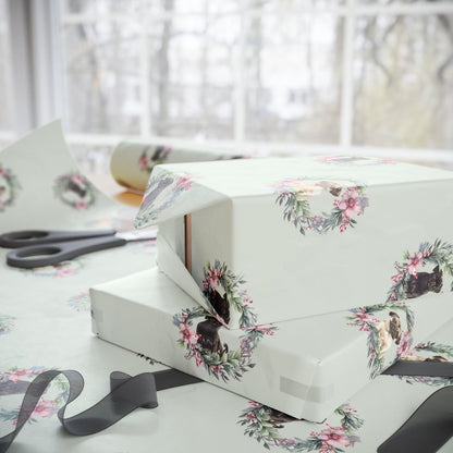 Pugs & Poinsettias – Holiday Pup Wrapping Paper
