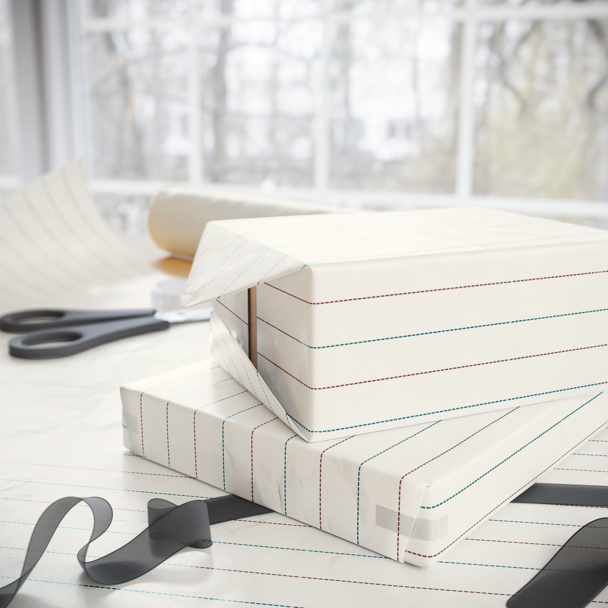 Elegant Stripe Wrapping Paper (cream, red, blue)