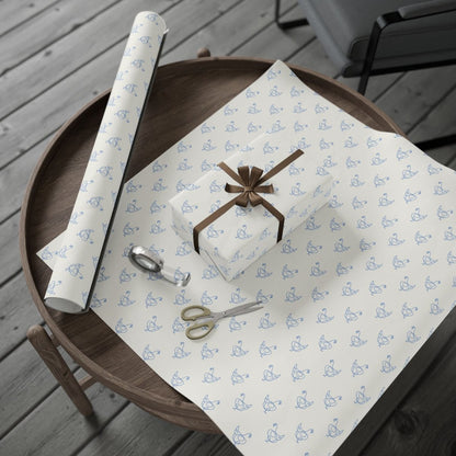 Blue Line Drawing Chicken Wrapping Papers