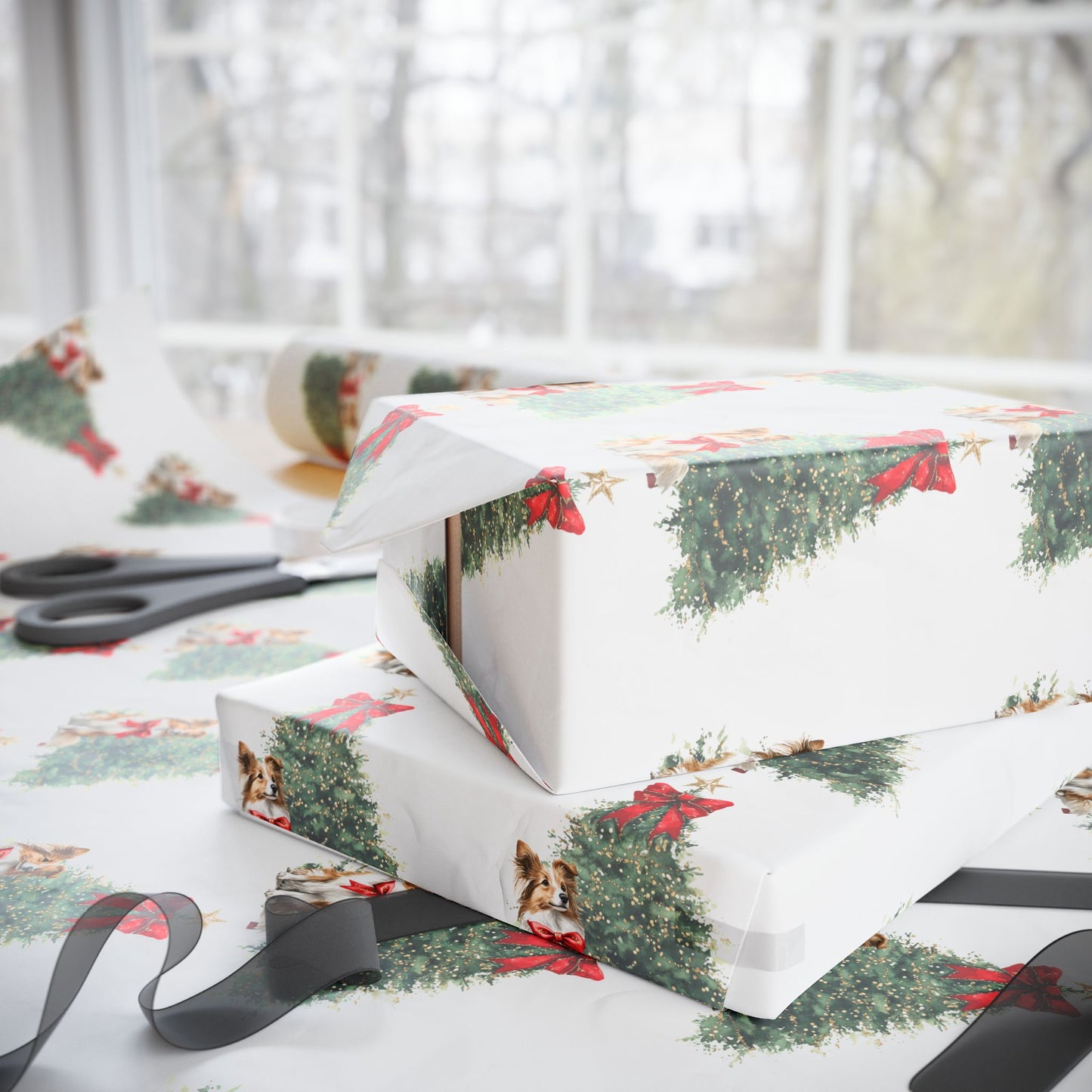 Christmas Wreath Wrapping Paper Roll — Festive Holiday Gift Wrap