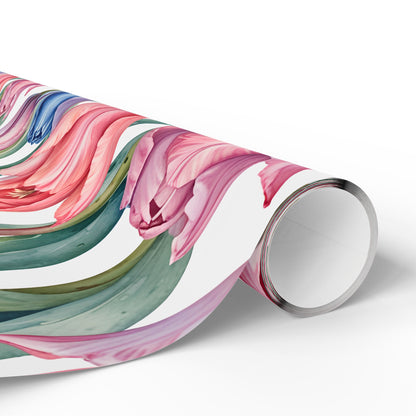 Tulips Pink Blue Gift Wrap