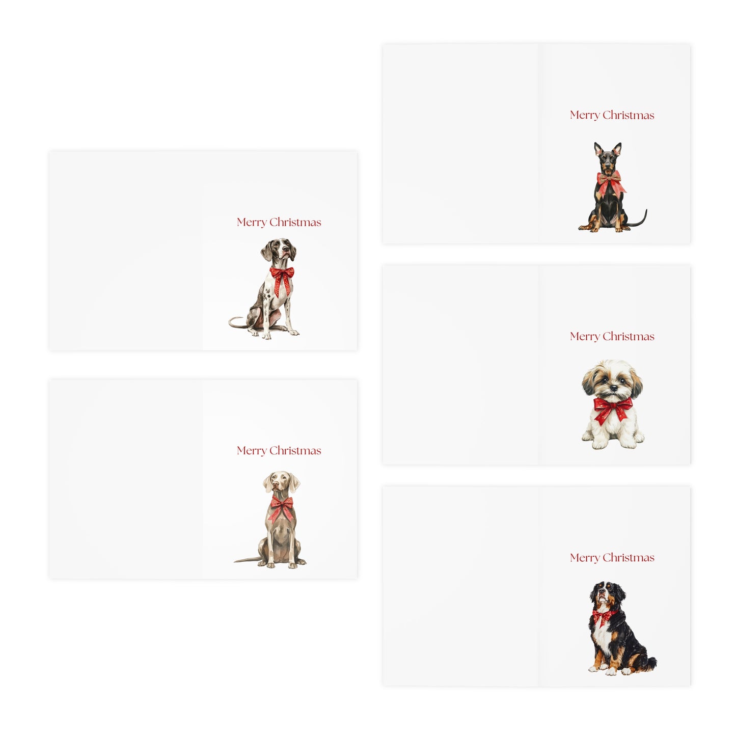 Dog Christmas Cards| Merry Christmas Greeting Cards – 25 Unique Designs | Blank Inside