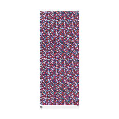 Vibrant Red, Blue and White Floral Wrapping Paper