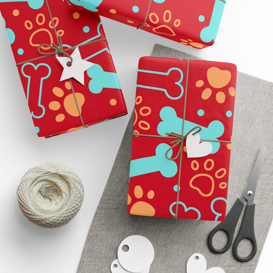 Fetchingly Fun Dog Bone Gift Wrap in Vibrant Red