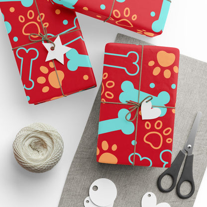 Fetchingly Fun Dog Bone Gift Wrap in Vibrant Red