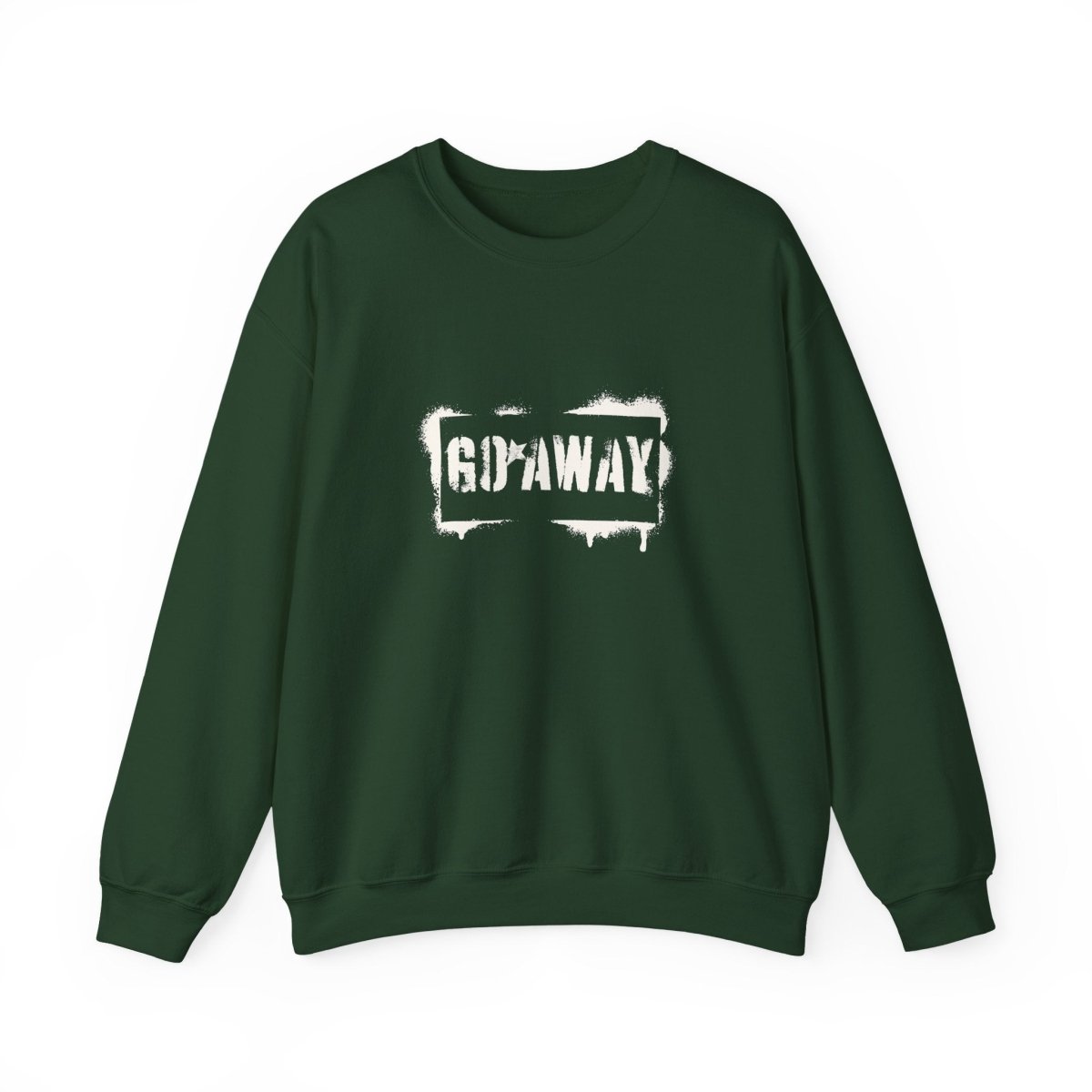Crewneck Sweatshirt - 'Go Away' Stencil Graphic Cozy Pullover