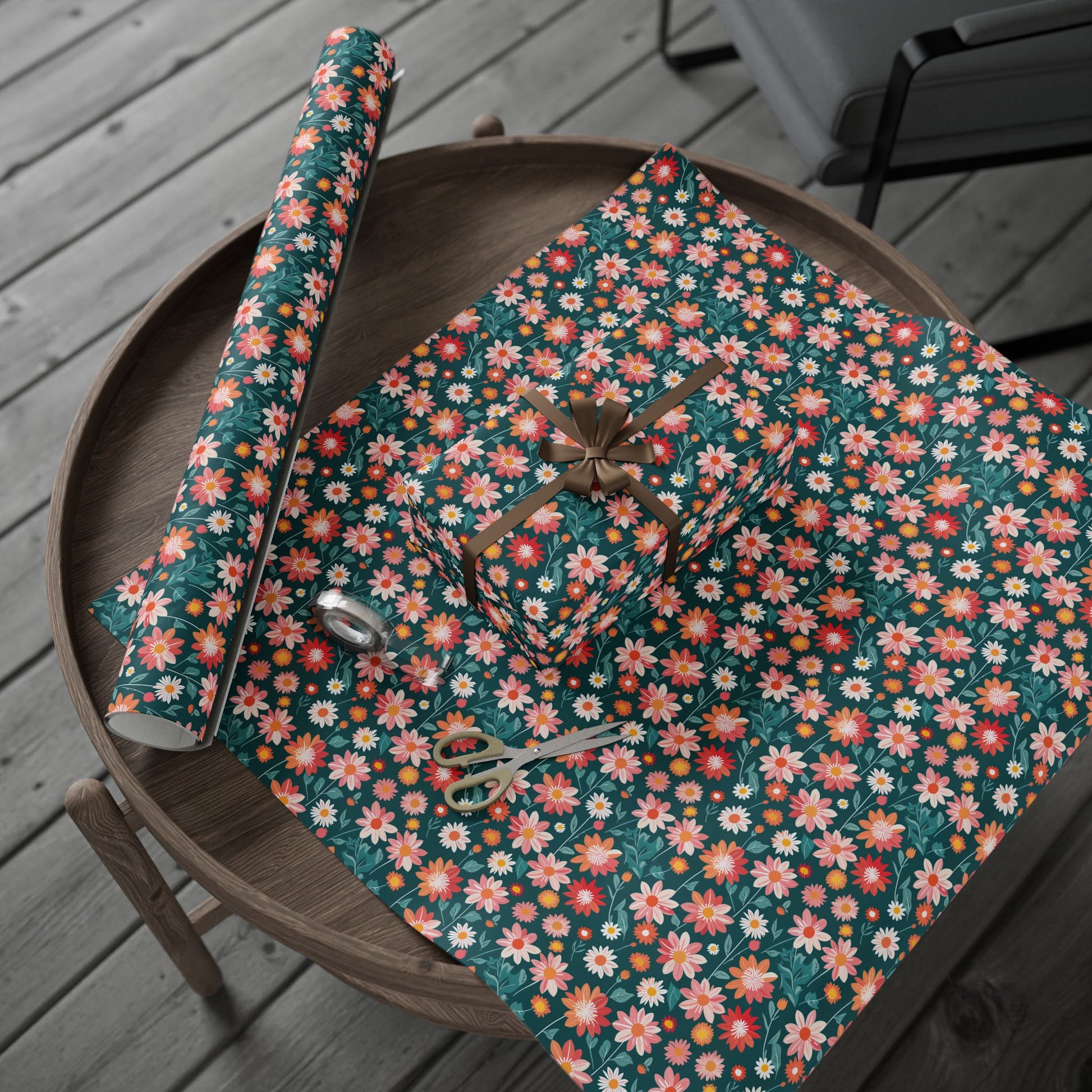 Pink & Peach Floral Wrapping Paper Roll