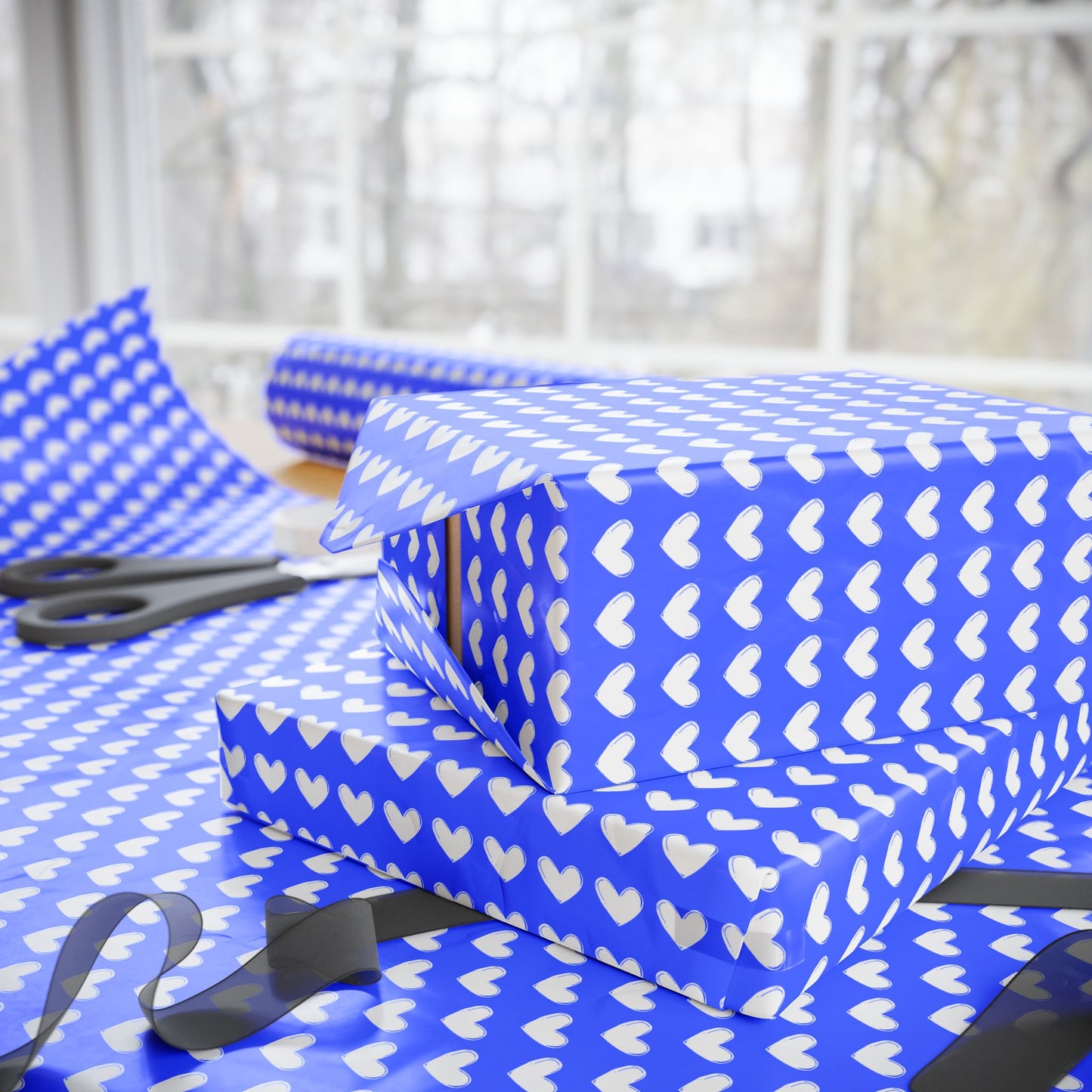 Blue Love Pattern Wrapping Paper