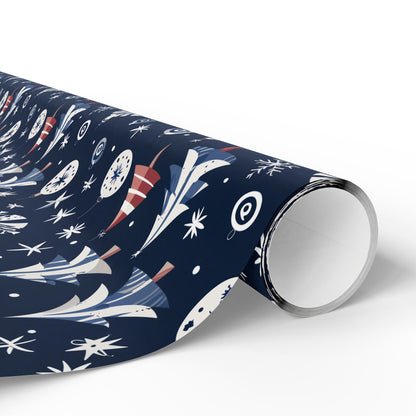 Stylish Navy Christmas Gift Wrap