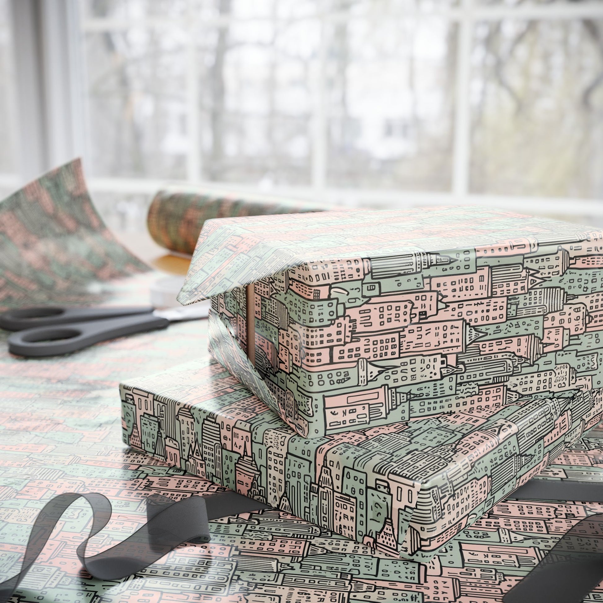 Wrapping Papers - Abstract Pastel Cityscape Gift Wrap