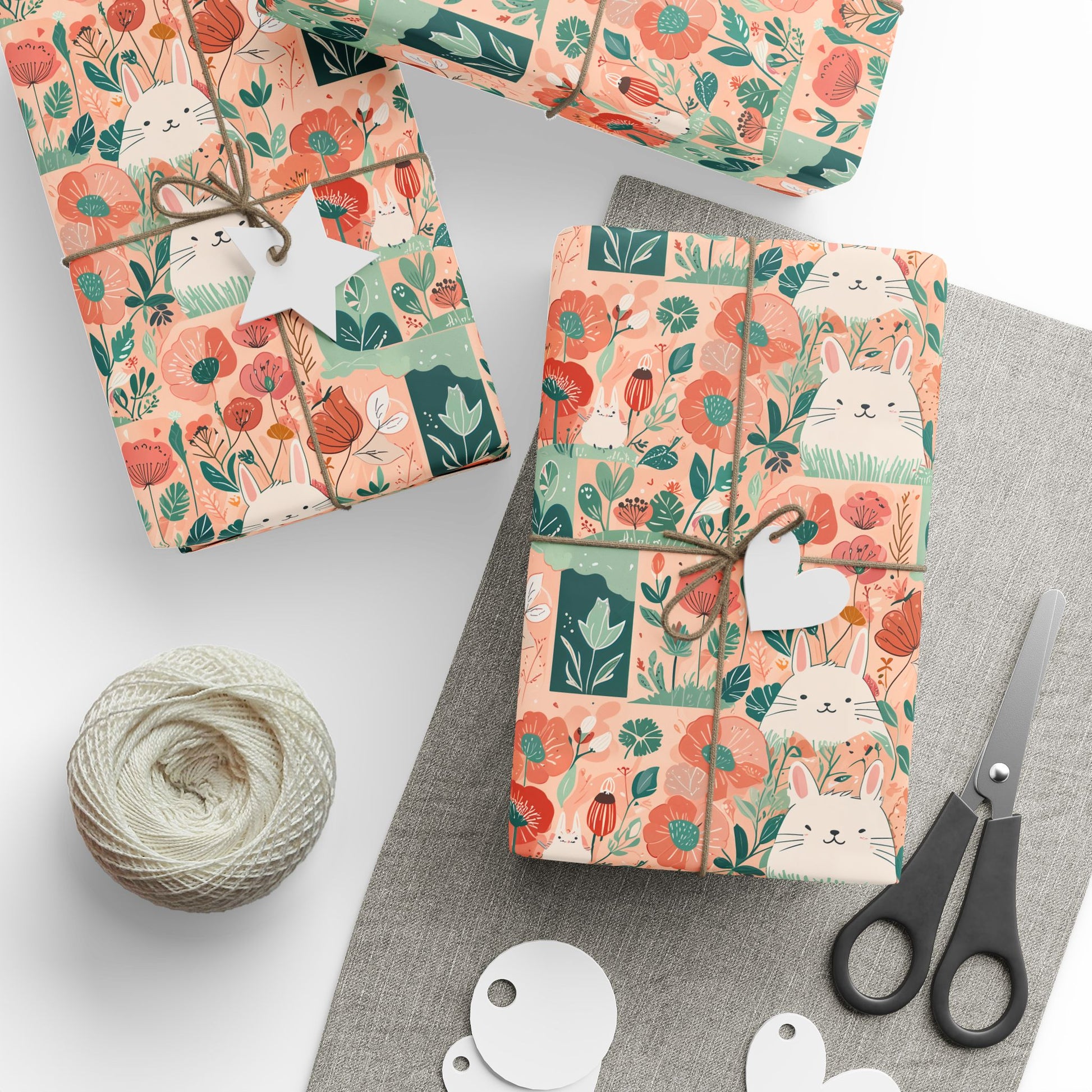 Bunny and Floral Wrapping Paper Roll
