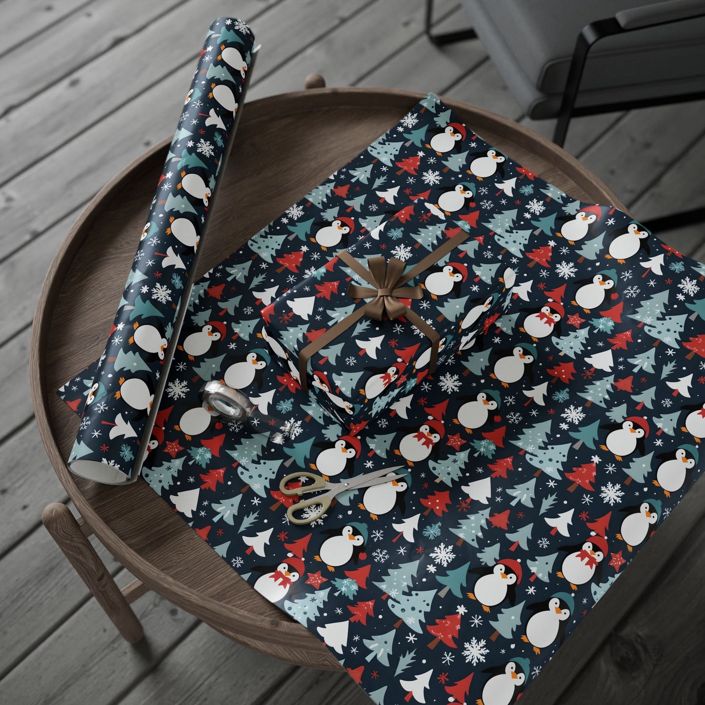 Tuxedos & Tinsel – Penguin Christmas Wrapping Paper