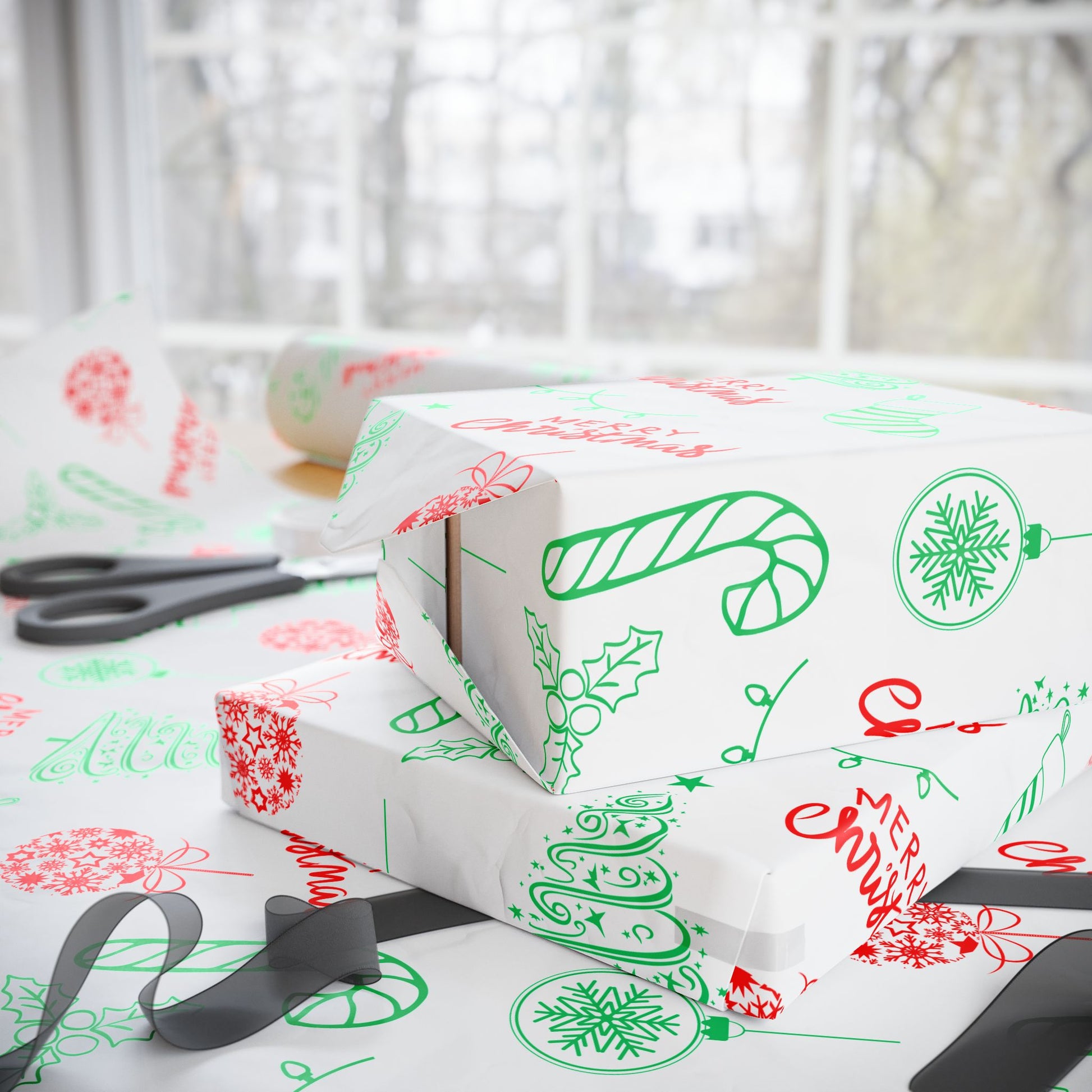 Doodle All the Way – Christmas Line Art Wrapping Paper