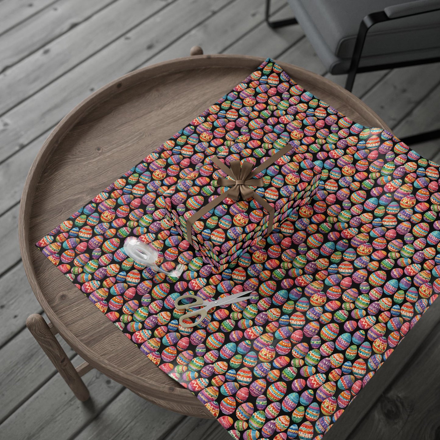 Colorful Easter Egg Wrapping Paper - Black