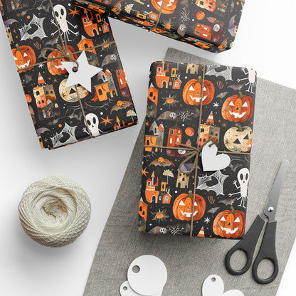 Halloween Wrapping Paper – Pumpkin & Ghost Design for Spooky Fun