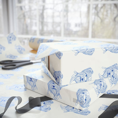 Blueprints & Bows – Minimalist Yorkie Wrapping Paper