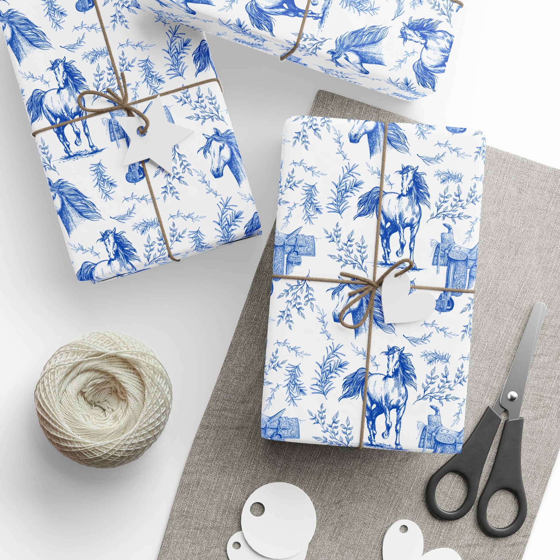 Elegant Horse Toile De Jouy Gift Wrap