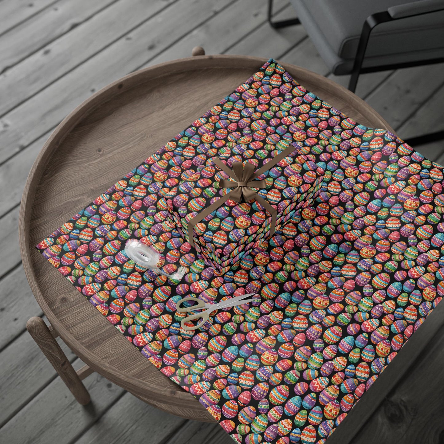 Colorful Easter Egg Wrapping Paper - Black