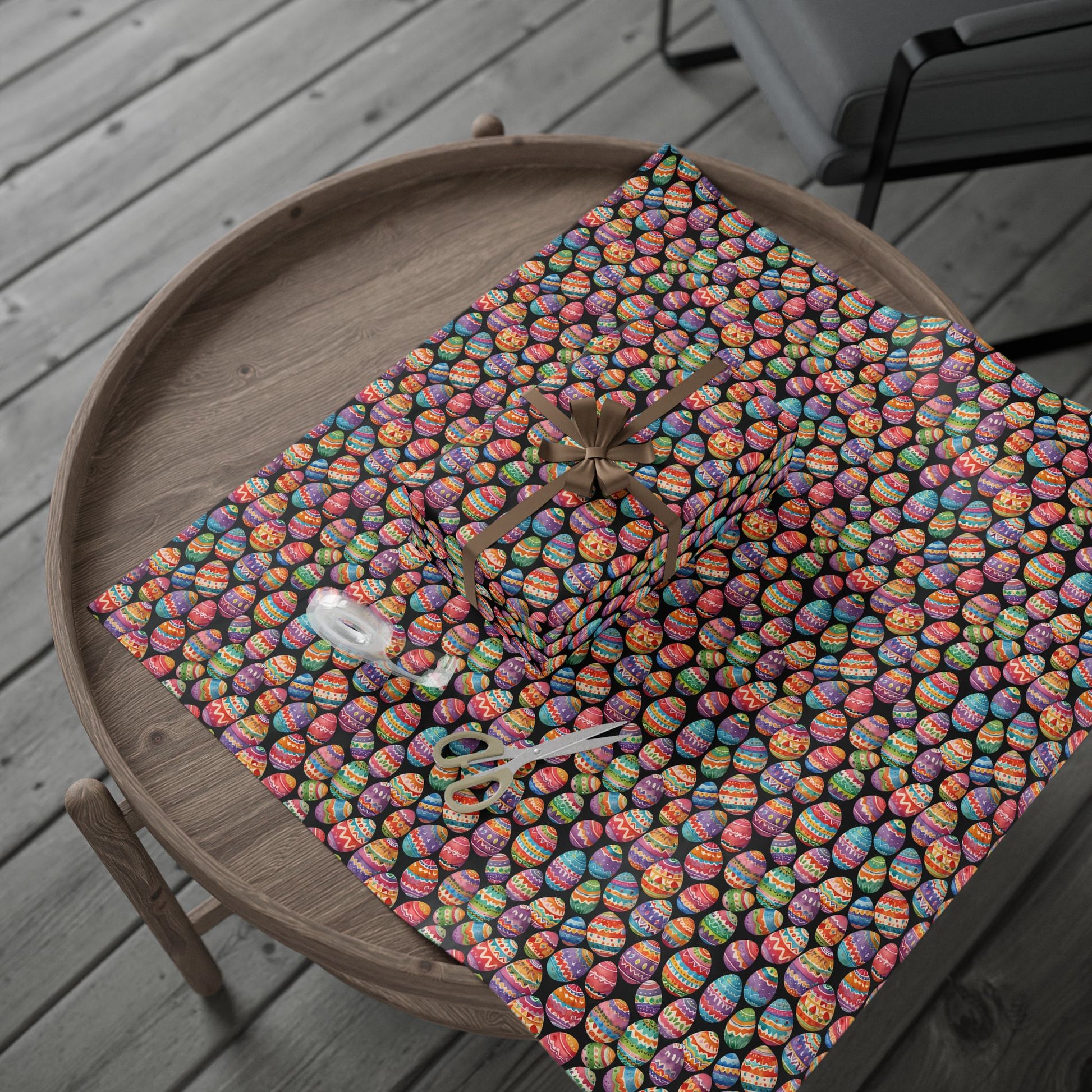 Colorful Easter Egg Wrapping Paper - Black