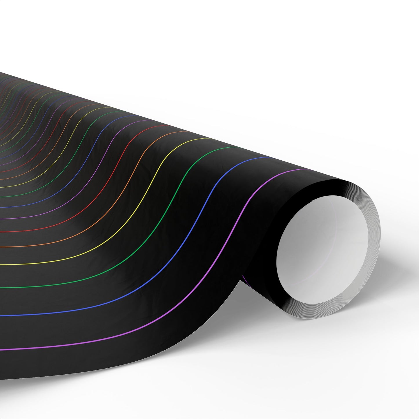 Midnight Rainbow Pinstripes — Black Gift Wrap with Subtle Iridescent Lines
