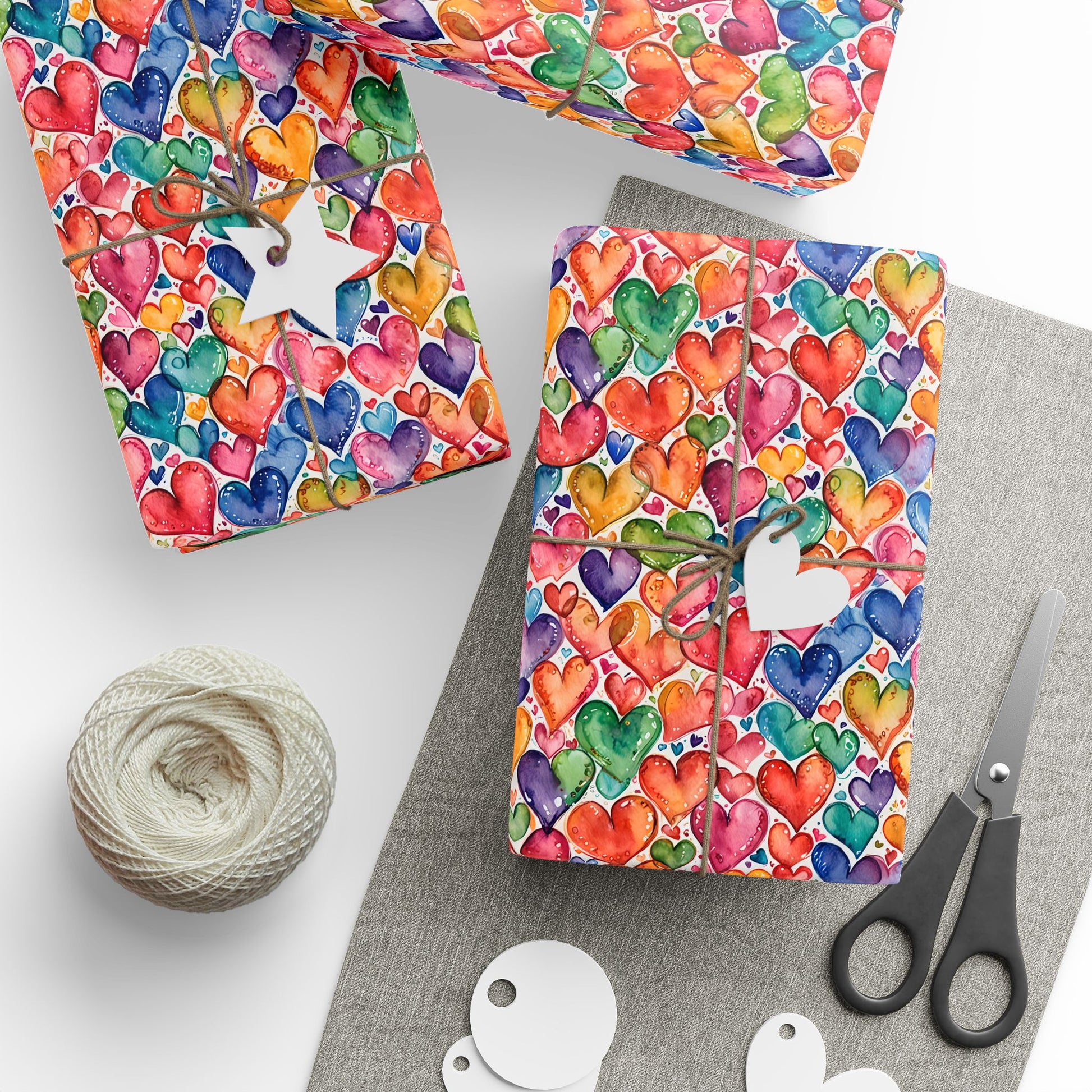 Vibrant Multicolor Heart Wrapping Paper Roll
