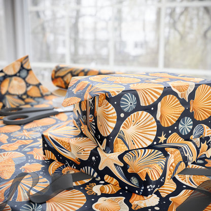 Seashell - Inspired Navy and Yellow Gift Wrap