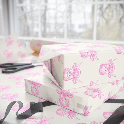 Pink Cute Highland Cow Wrapping Paper Roll