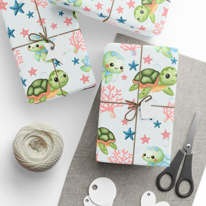 Baby Sea Turtle and Sea Stars Design