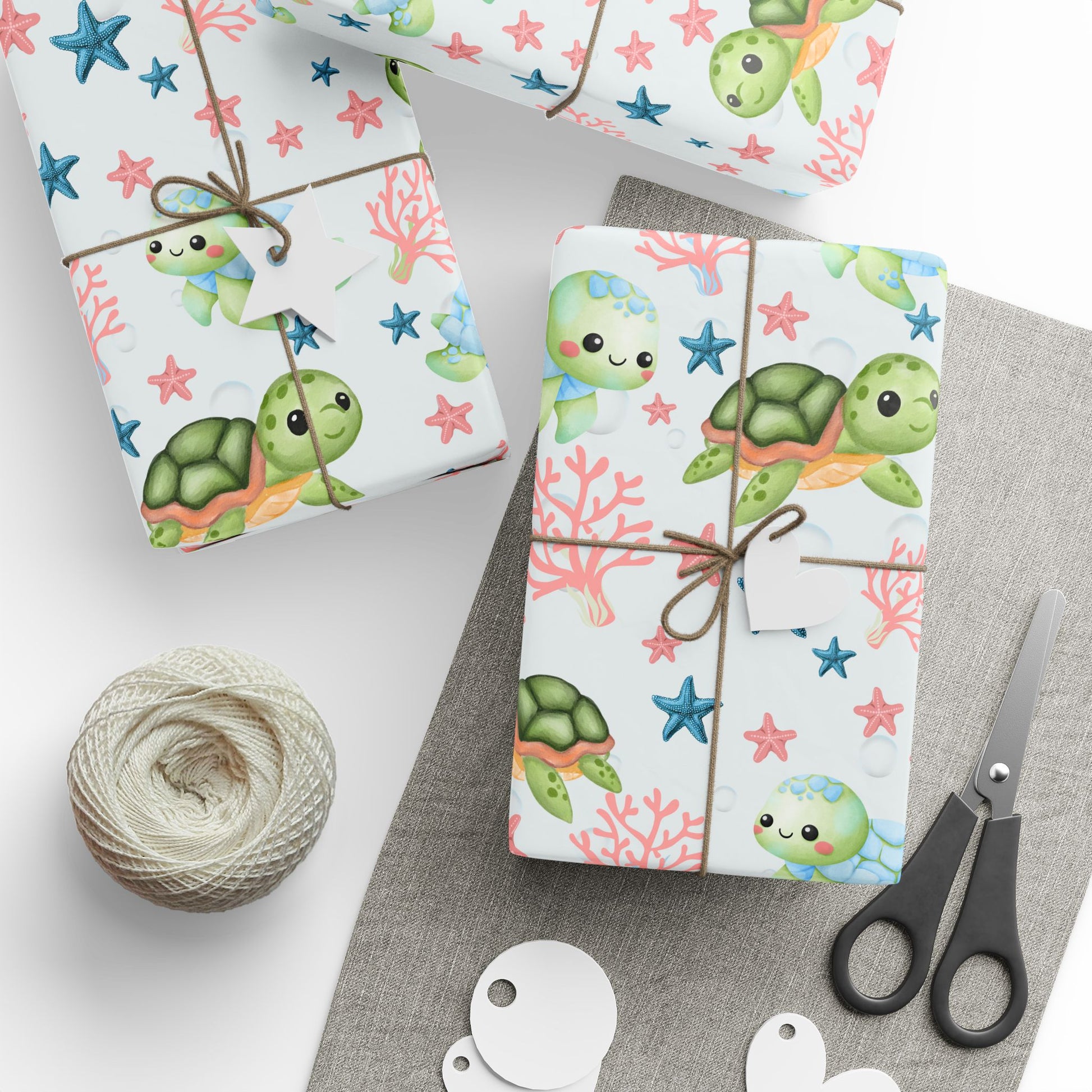 Baby Sea Turtle and Sea Stars Design
