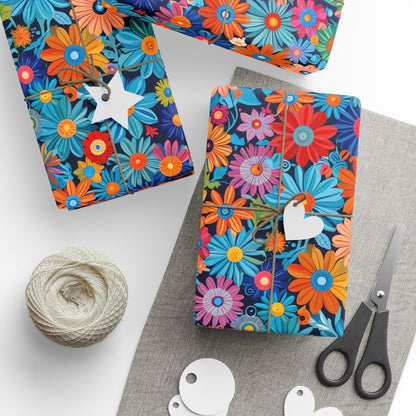 Botanical Colorful Flowers Gift Wrap Roll for Birthday