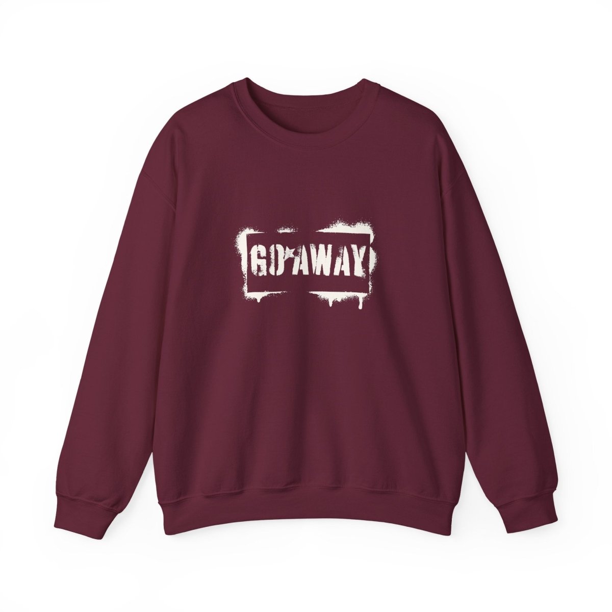 Crewneck Sweatshirt - 'Go Away' Stencil Graphic Cozy Pullover