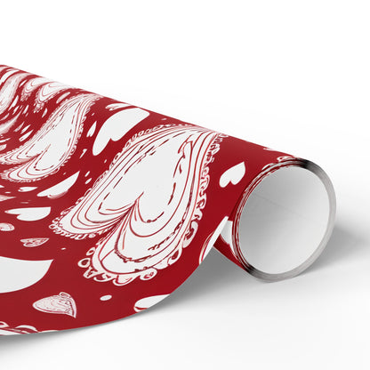 Romantic White and Red Heart Wrapping Papers