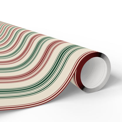 Festive Red & Green Striped Wrapping Paper