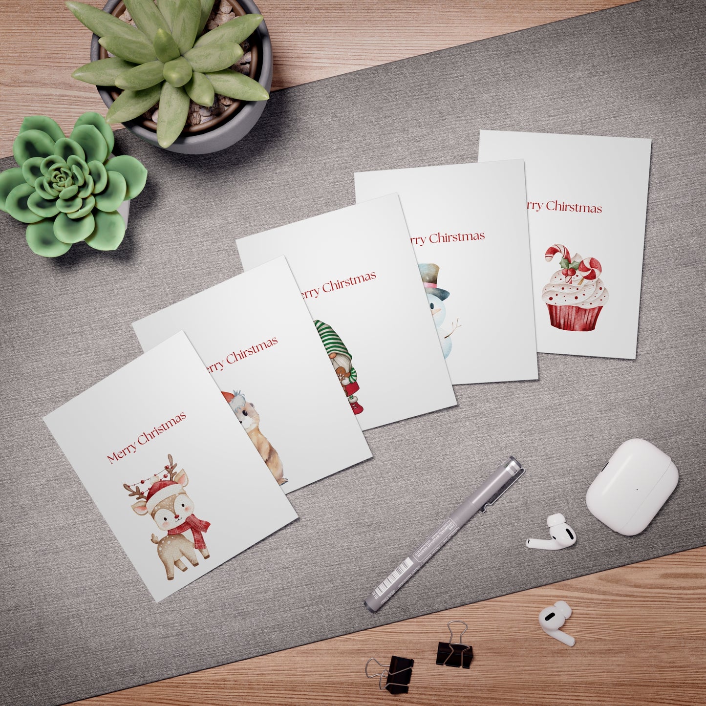 Funny Christmas Greeting Card Pack | Set of 5 Holiday Cards | Cute & Cheeky Christmas Cards