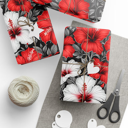 Hibiscus Floral Print Gift Wrapping Paper - Lokipawz