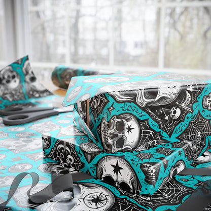 Blue Gothic Skull Wrapping Paper