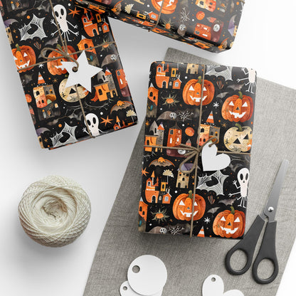 Halloween Wrapping Paper – Pumpkin & Ghost Design for Spooky Fun