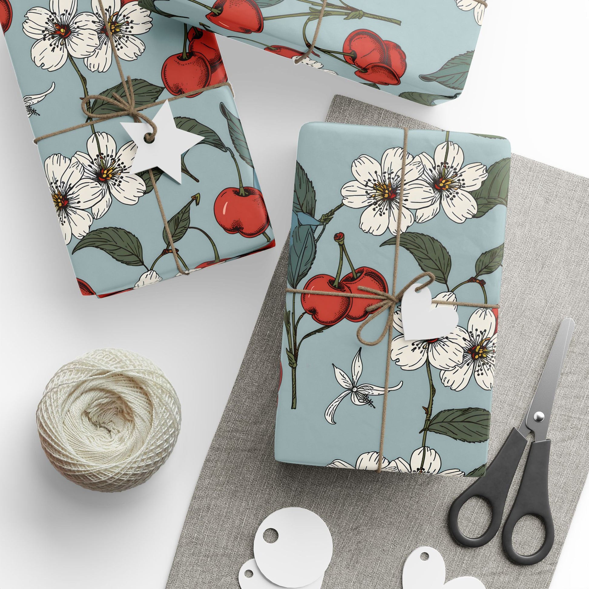 Chic Vintage Gift Wrapping Papers with Cherry Blossoms