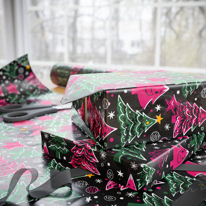 Tree - Rex & Sass – Neon Sketchmas Wrapping Paper