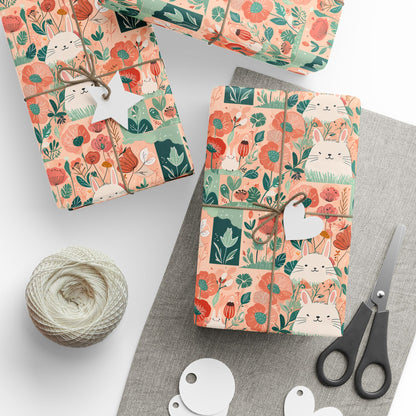 Bunny and Floral Wrapping Paper Roll