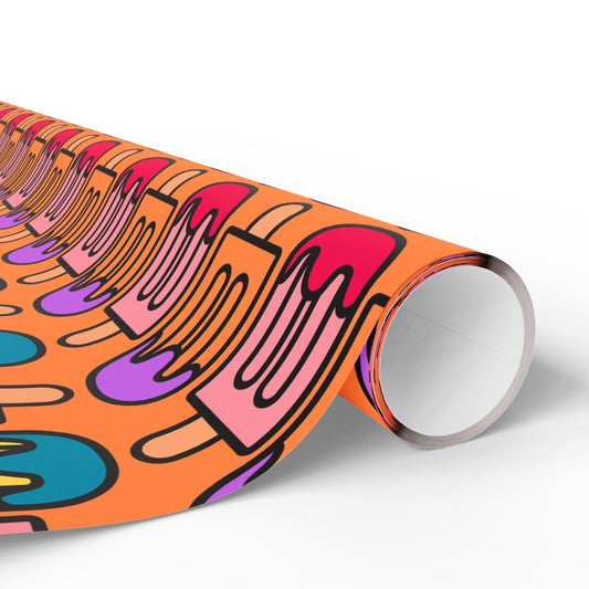 Colorful Orange Popsicle Wrapping Paper