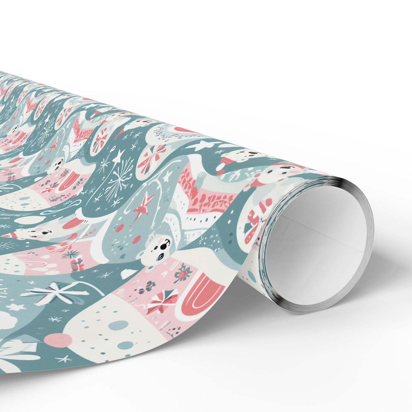 Icy Paws & Peppermint Igloos – Arctic Wonderland Wrapping Paper