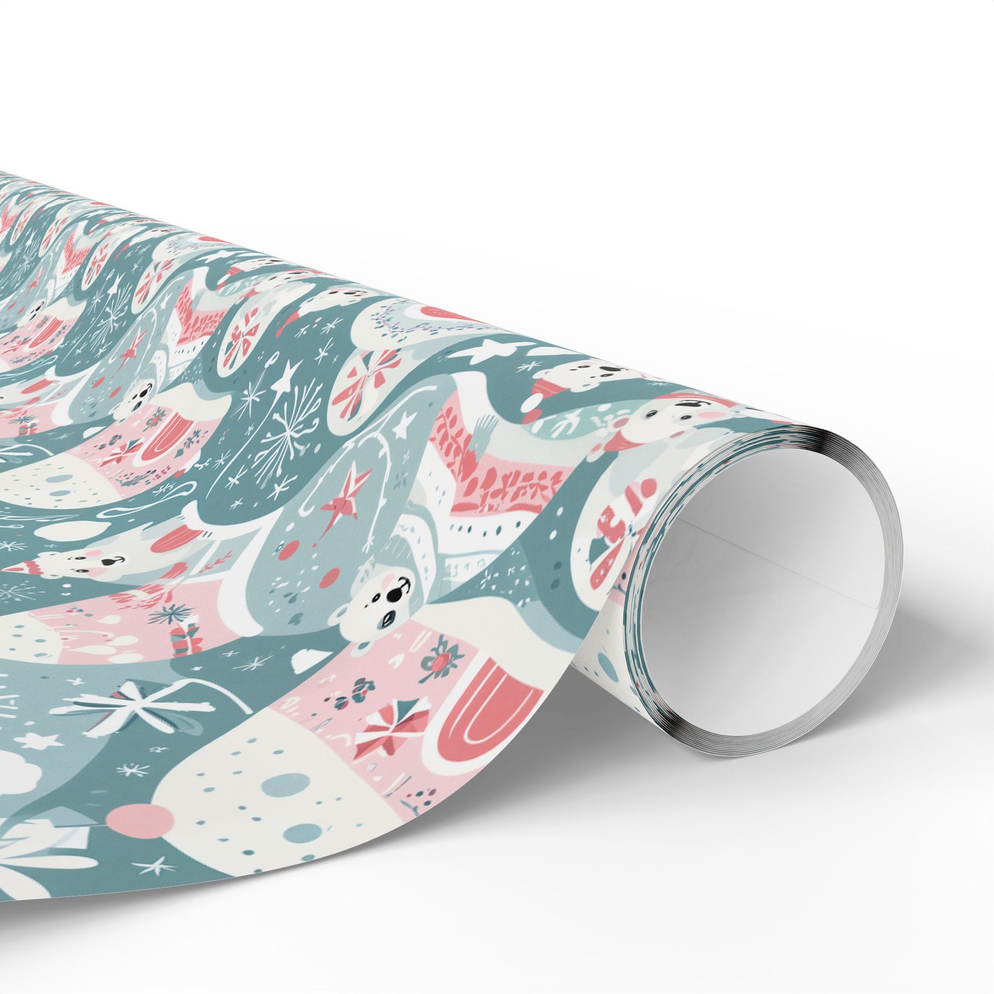Icy Paws & Peppermint Igloos – Arctic Wonderland Wrapping Paper