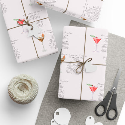 Tipsy Tinsel & Toasty Tid­ings - Cocktail Recipe - Print Wrapping Paper