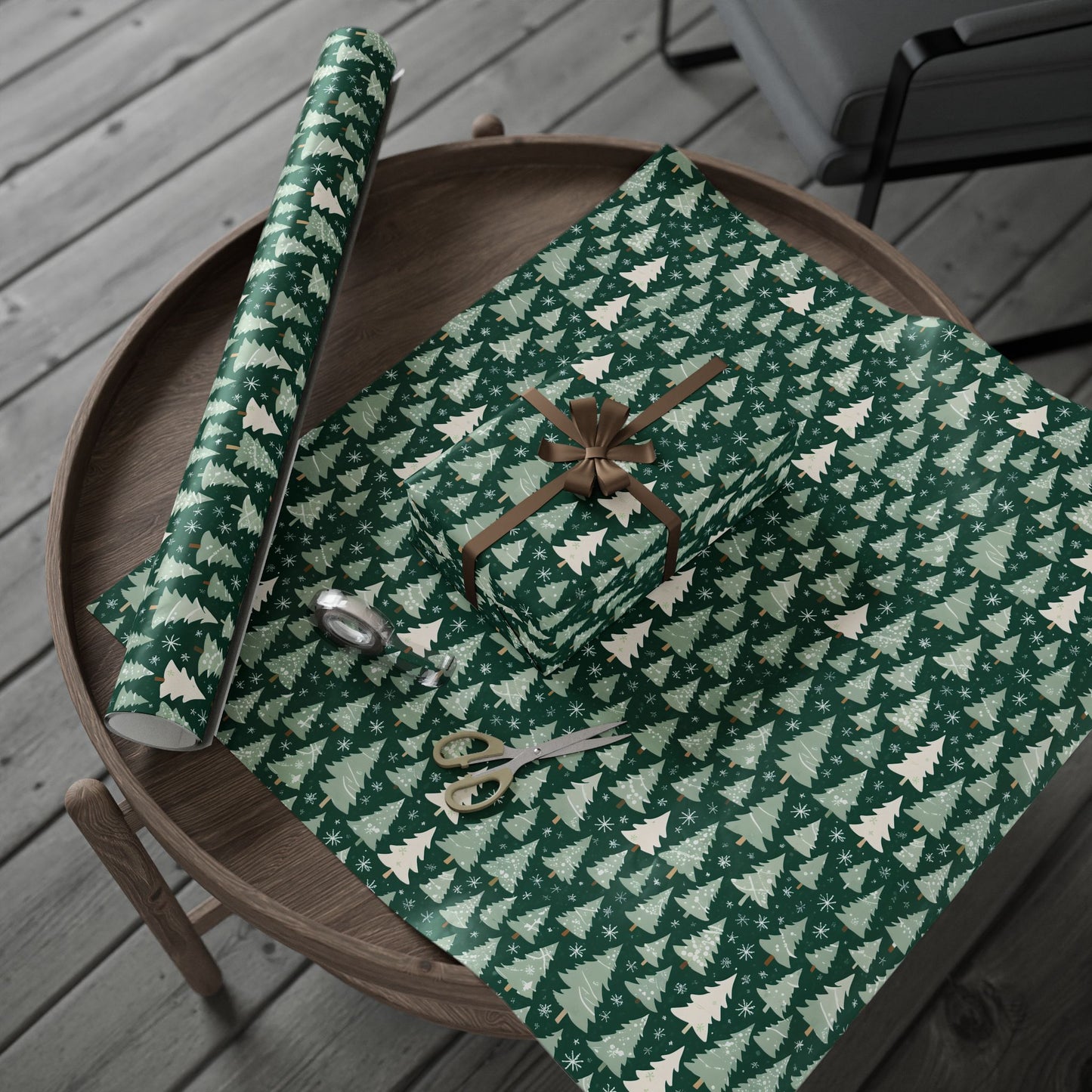 Evergleam Dreams – Snow-Dusted Pine Forest Wrapping Paper
