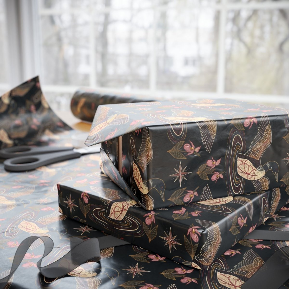 Loon, Lady Slippers and North Star Wrapping Paper