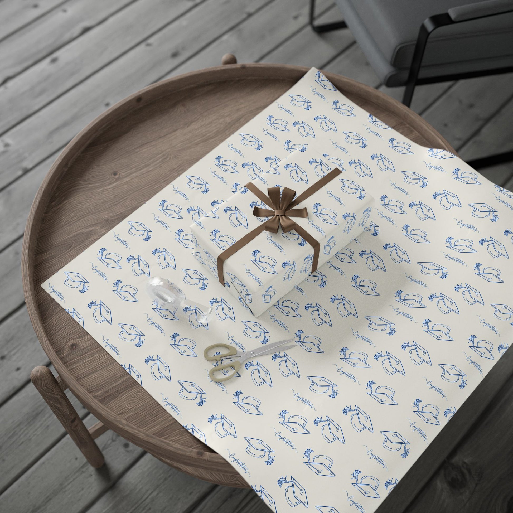 White and Blue Graduation Wrapping Paper