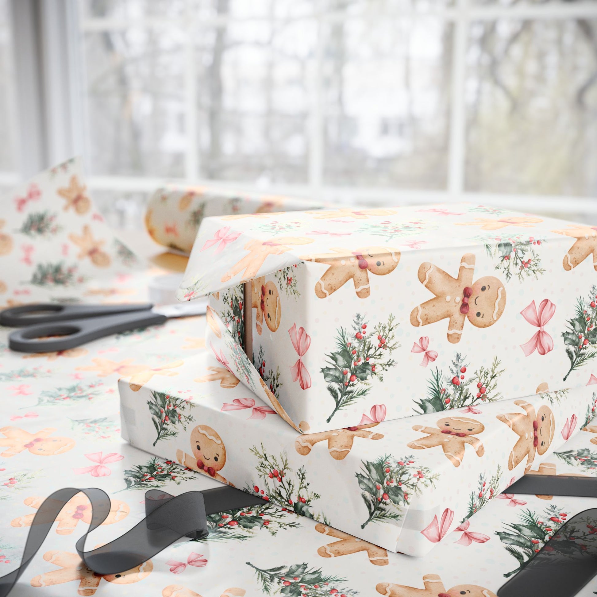 Bow - Tied & Baked – Gingerbread Glam Wrapping Paper
