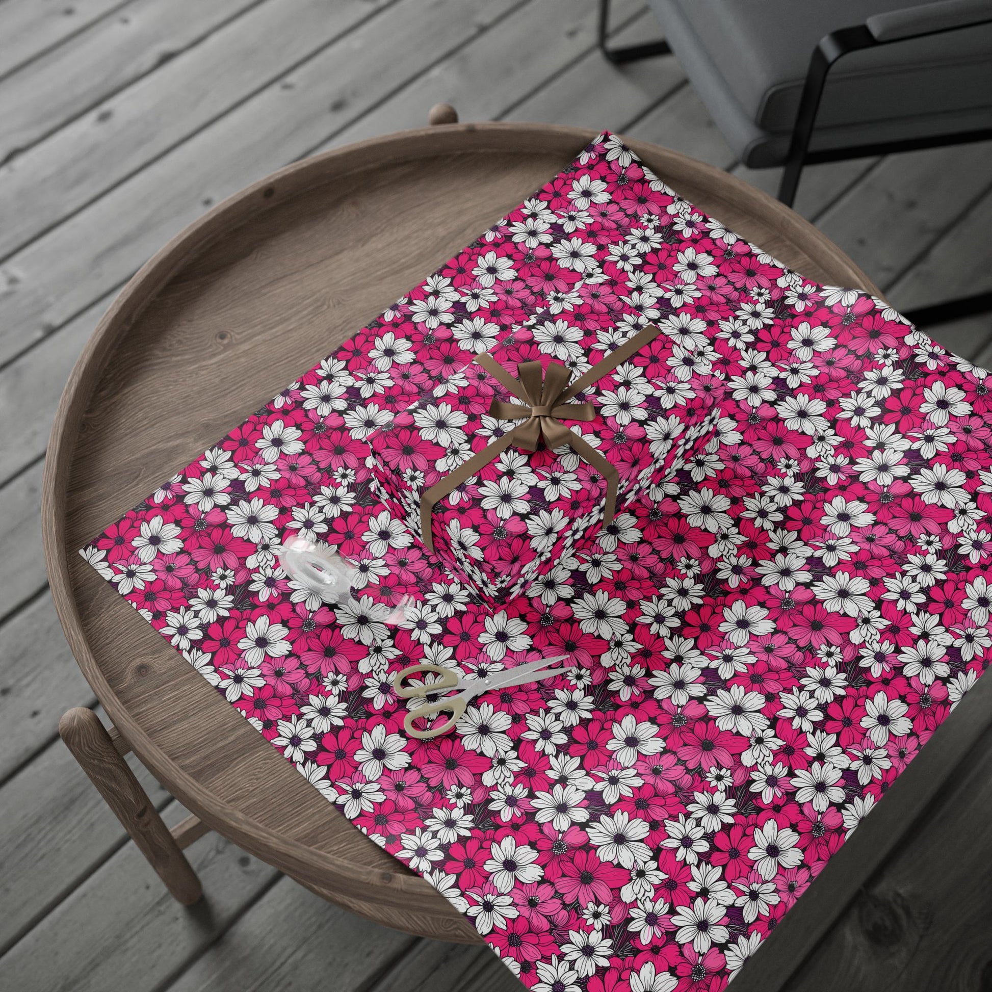 Pink & White Floral Wrapping Paper